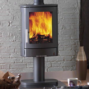 ACR Neo 3P ECO Wood Burning Stove with glass sides and pedestal base