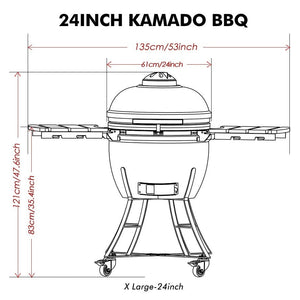 Henley Stoves Kamado 24-Inch Ceramic Charcoal Oven & BBQ Grill with Cart and Side Shelves Emerald Green