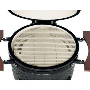 Henley Stoves Kamado 24-Inch Ceramic Charcoal Oven & BBQ Grill with Cart and Side Shelves Emerald Green