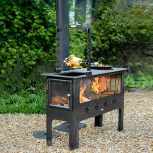 Large Outdoor Wood Burner BBQ with Comprehensive Cooking Kit