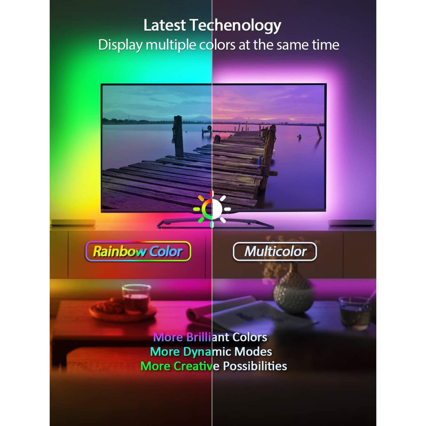 Tv Backlight Strp LED TV Backlight Strip Rainbow or Solid Multi Colour – Prestige Home Fires