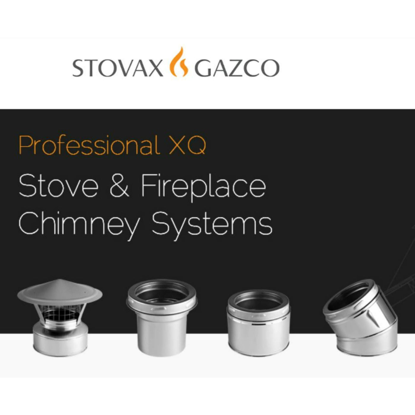 Stovax Professional XQ 5Flue System Matt Black straight 2 story house –  Prestige Home Fires